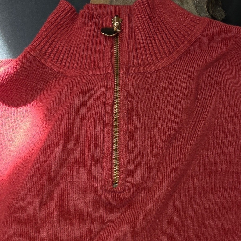 Premise Studio Quarter Zip Sweater Women XL‎ Pumpkin Ribbed Mock Neck Pullover